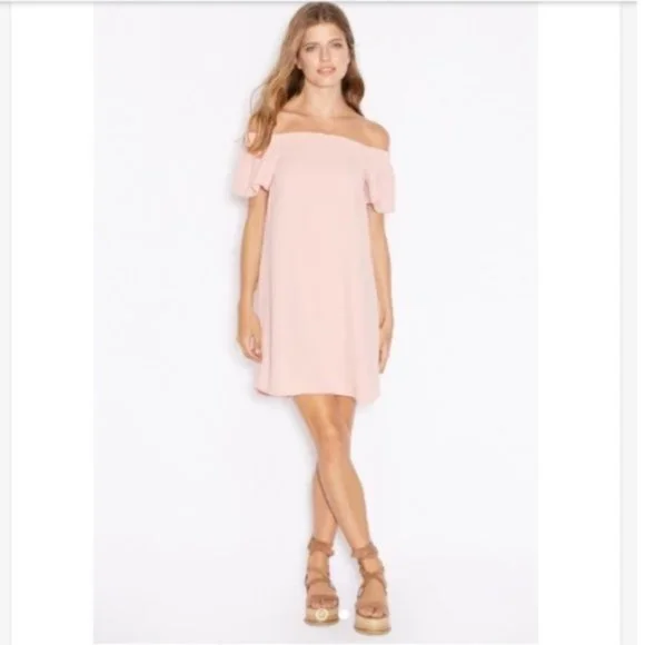 Topshop Dresses Topshop Dusty Pink Off Shoulder Flutter Summer
